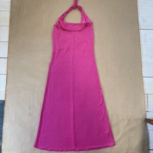 Sincerely Jules Small Barbie Pink Halter Strap Bodycon Long Party Cocktail Dress